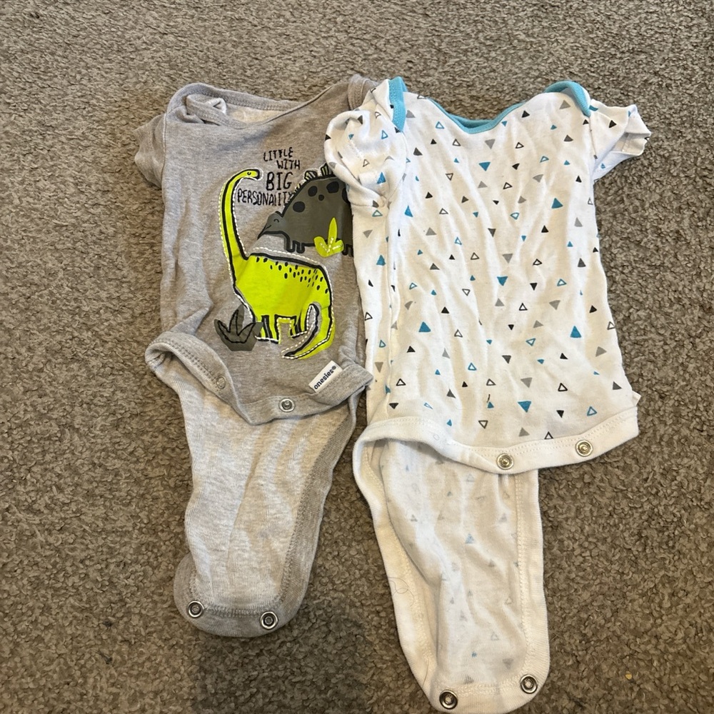Dinosaur and Triangle Print Kids One Pieces